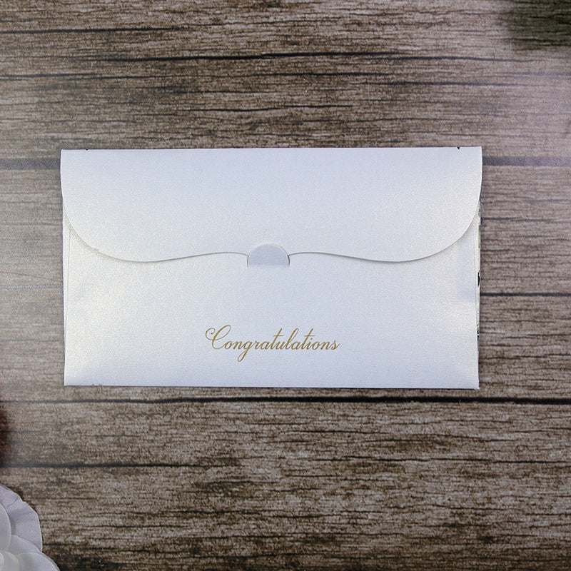 Money envelope personalised floral for wedding gift party cream rose