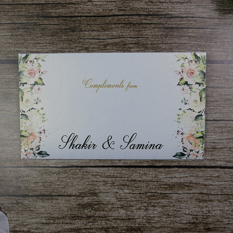 Money envelope personalised floral for wedding gift party cream rose