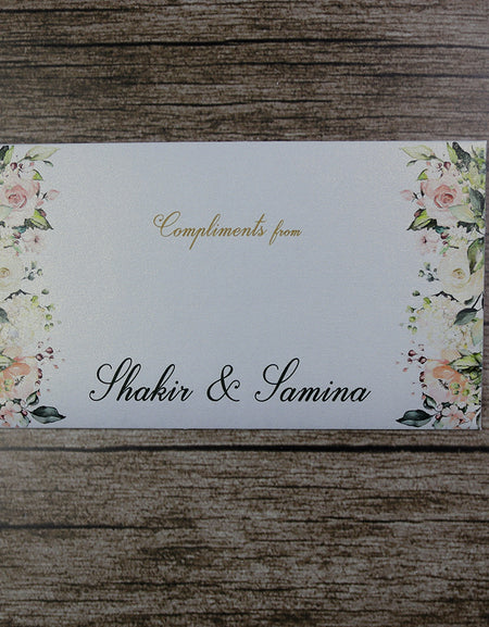 Money envelope personalised floral for wedding gift party cream rose