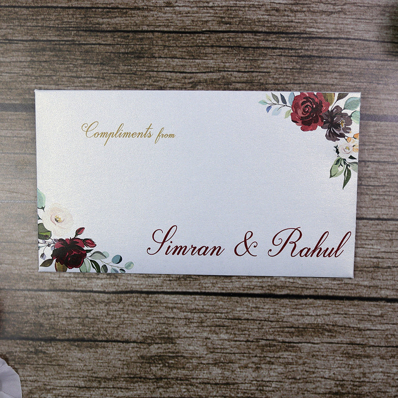 Money envelope personalised floral for wedding gift party red rose