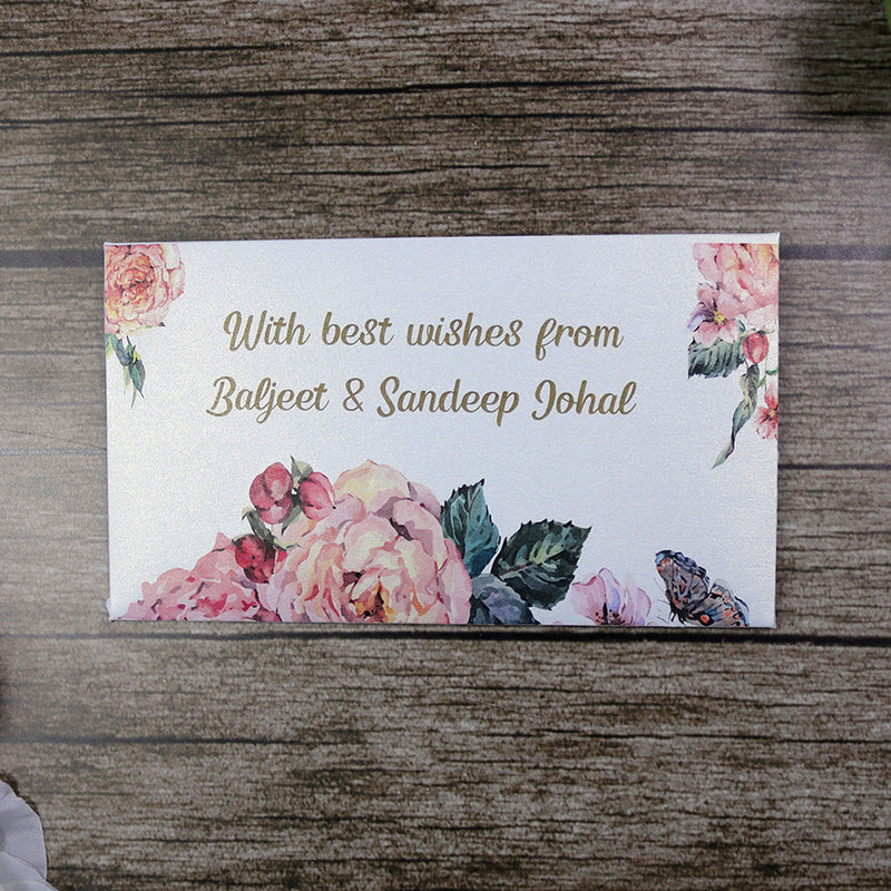 Money envelope personalised floral for wedding gift party peach rose