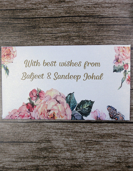Money envelope personalised floral for wedding gift party peach rose