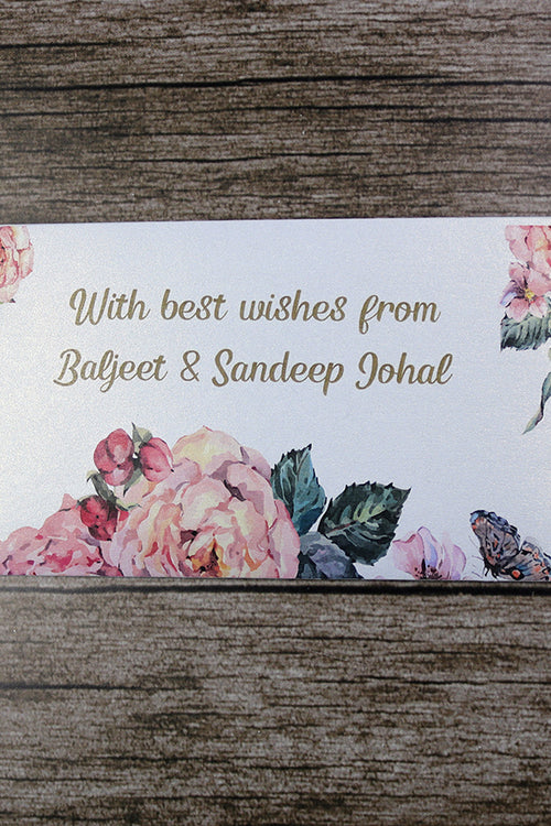 Load image into Gallery viewer, Money envelope personalised floral for wedding gift party peach rose
