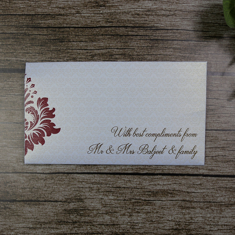 Money envelope personalised floral for wedding gift party red pattern