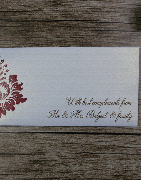 Money envelope personalised floral for wedding gift party red pattern