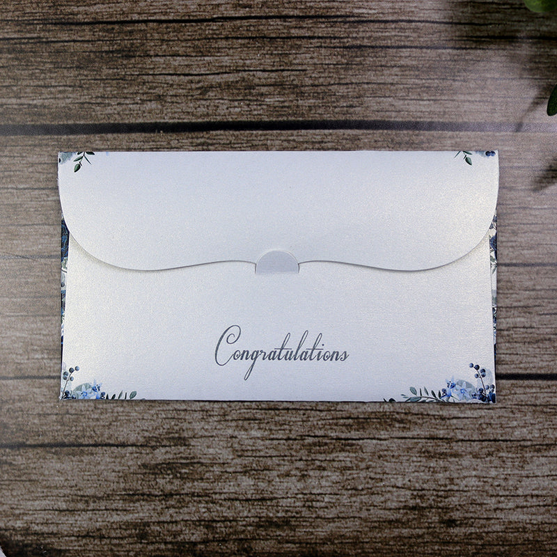 Money envelope personalised floral for wedding gift party blue