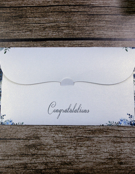 Money envelope personalised floral for wedding gift party blue