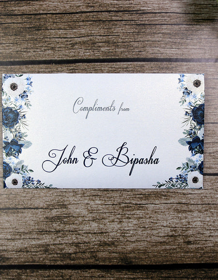 Money envelope personalised floral for wedding gift party blue