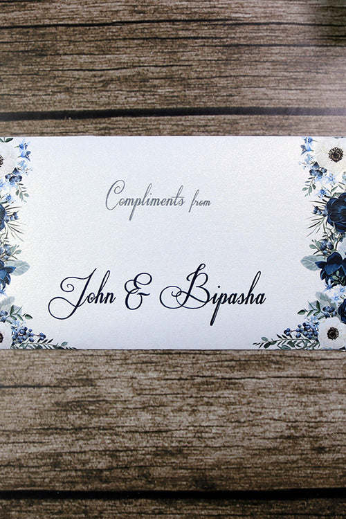 Load image into Gallery viewer, Money envelope personalised floral for wedding gift party blue
