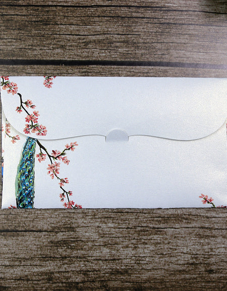 Money envelope personalised floral for wedding gift party peacock