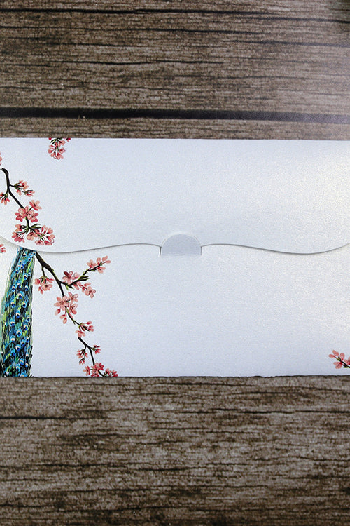 Load image into Gallery viewer, Money envelope personalised floral for wedding gift party peacock
