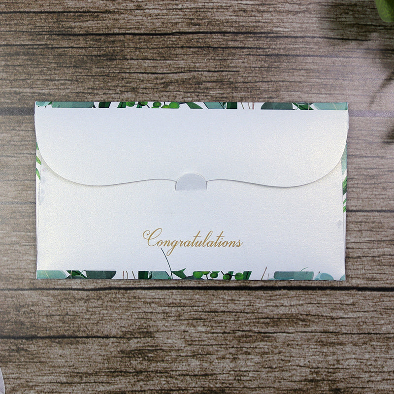 Money envelope personalised floral for wedding gift party green leaves