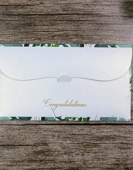 Money envelope personalised floral for wedding gift party green leaves