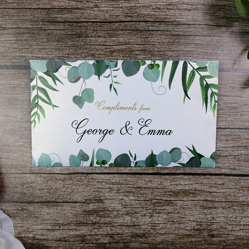 Money envelope personalised floral for wedding gift party green leaves