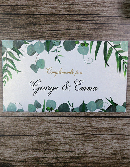 Money envelope personalised floral for wedding gift party green leaves