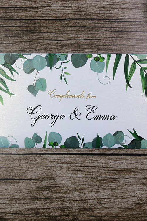 Load image into Gallery viewer, Money envelope personalised floral for wedding gift party green leaves
