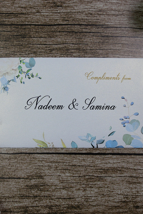 Load image into Gallery viewer, Money envelope personalised floral for wedding gift party blue flower
