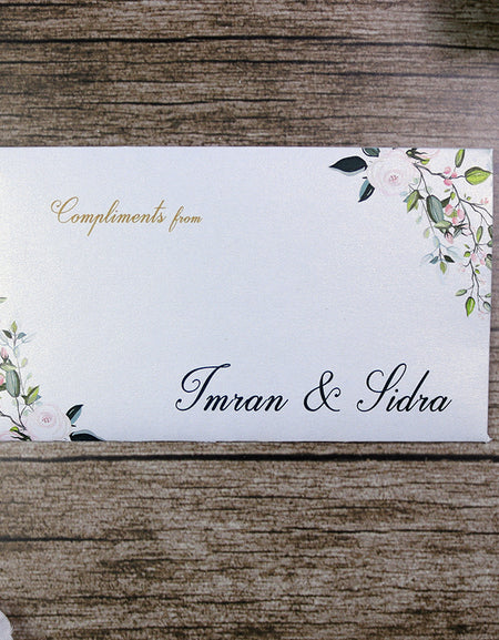 Money envelope personalised floral for wedding gift party vine flower