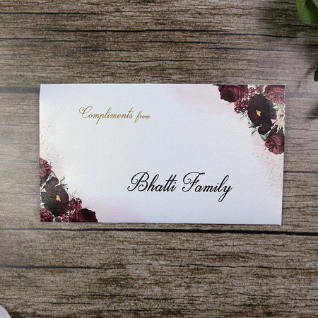 Money envelope personalised floral for wedding gift party maroon floral
