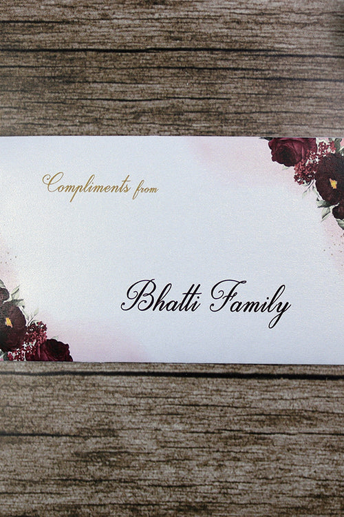 Load image into Gallery viewer, Money envelope personalised floral for wedding gift party maroon floral
