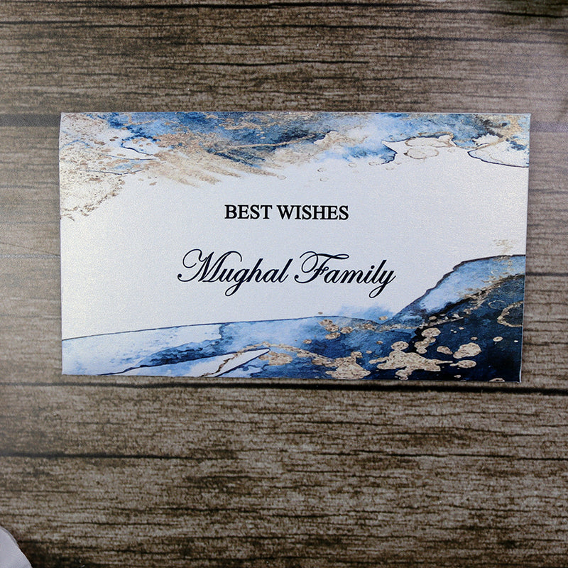 Money envelope personalised floral for wedding gift party blue marble