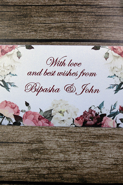 Load image into Gallery viewer, Money envelope personalised floral for wedding gift party maroon floral

