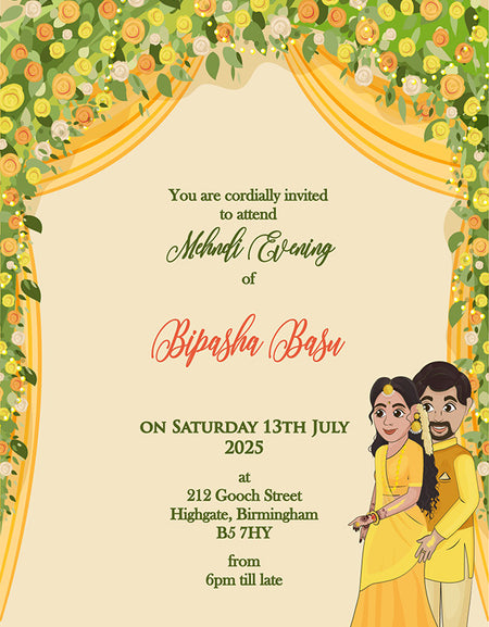 MND 342 Playful A6 Mehndi Invitation