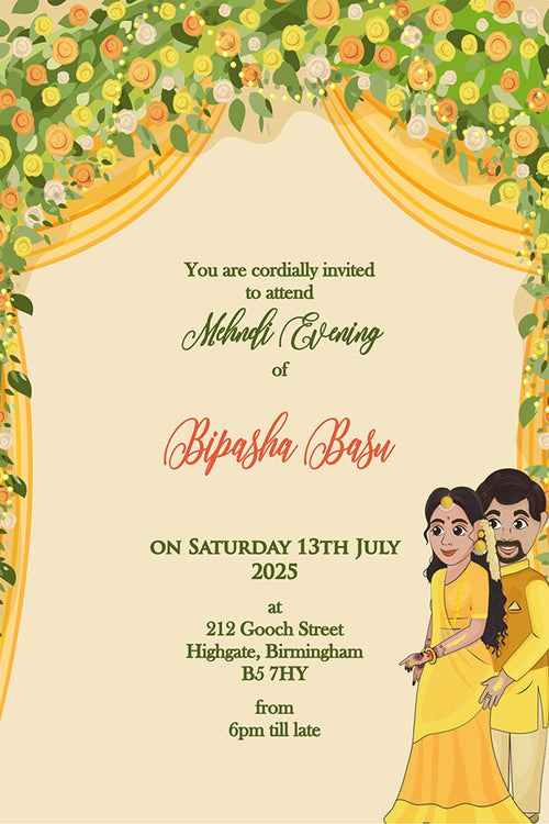 Load image into Gallery viewer, MND 342 Playful A6 Mehndi Invitation
