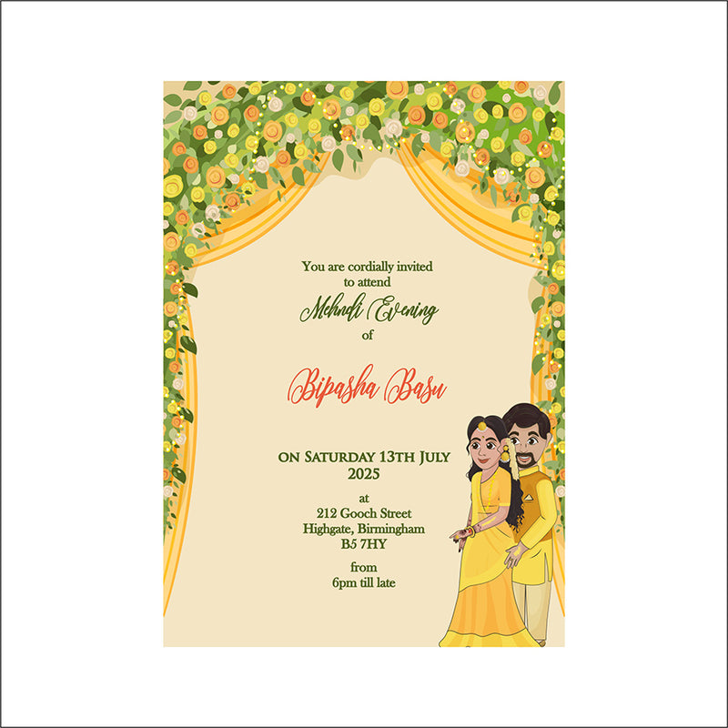 MND 342 Playful A6 Mehndi Invitation