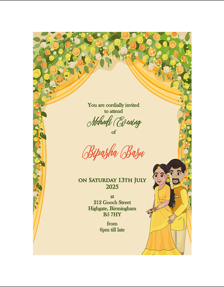 MND 342 Playful A6 Mehndi Invitation