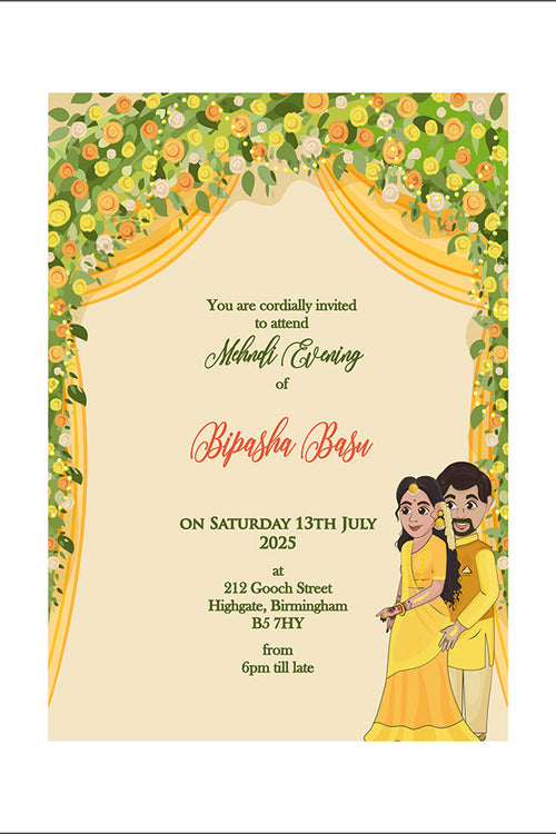 Load image into Gallery viewer, MND 342 Playful A6 Mehndi Invitation
