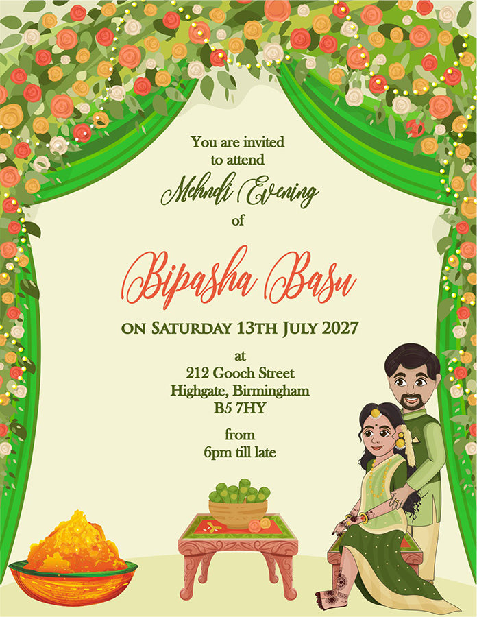 MND 343 Elegant Mehndi/Haldi Invitation