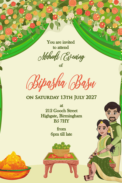 Load image into Gallery viewer, MND 343 Elegant Mehndi/Haldi Invitation
