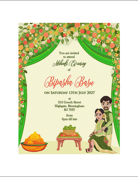 MND 343 Elegant Mehndi/Haldi Invitation
