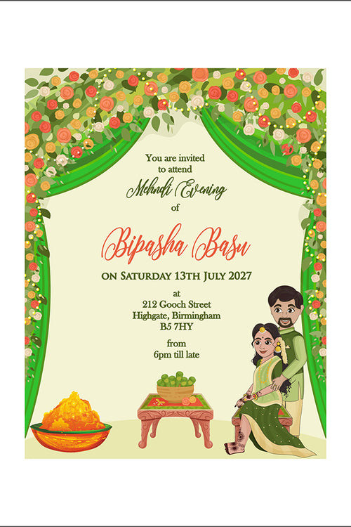 Load image into Gallery viewer, MND 343 Elegant Mehndi/Haldi Invitation
