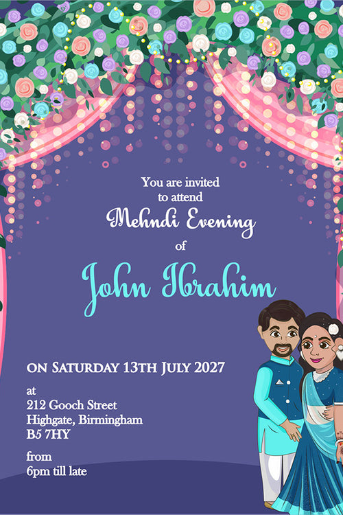 Load image into Gallery viewer, MND 344 Elegant Mehndi / Sangeet Invitation
