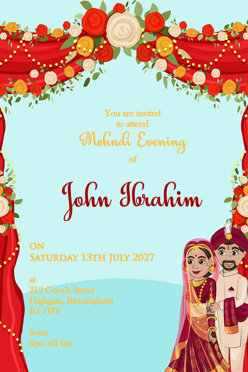 Load image into Gallery viewer, MND 345 Elegant Mehndi / Sangeet Invitation
