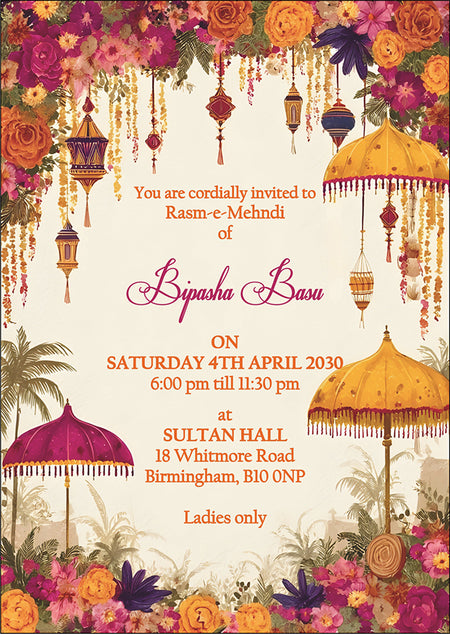 MND 347 Elegant Mehndi / Sangeet / Haldi / Dholki Invitation