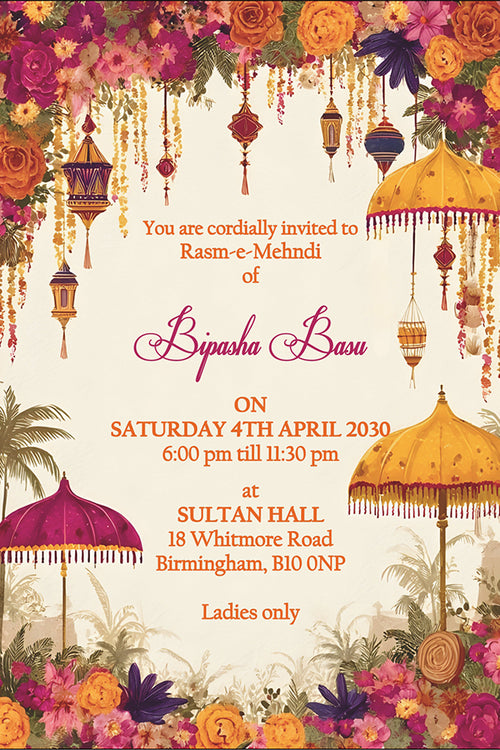 Load image into Gallery viewer, MND 347 Elegant Mehndi / Sangeet / Haldi / Dholki Invitation
