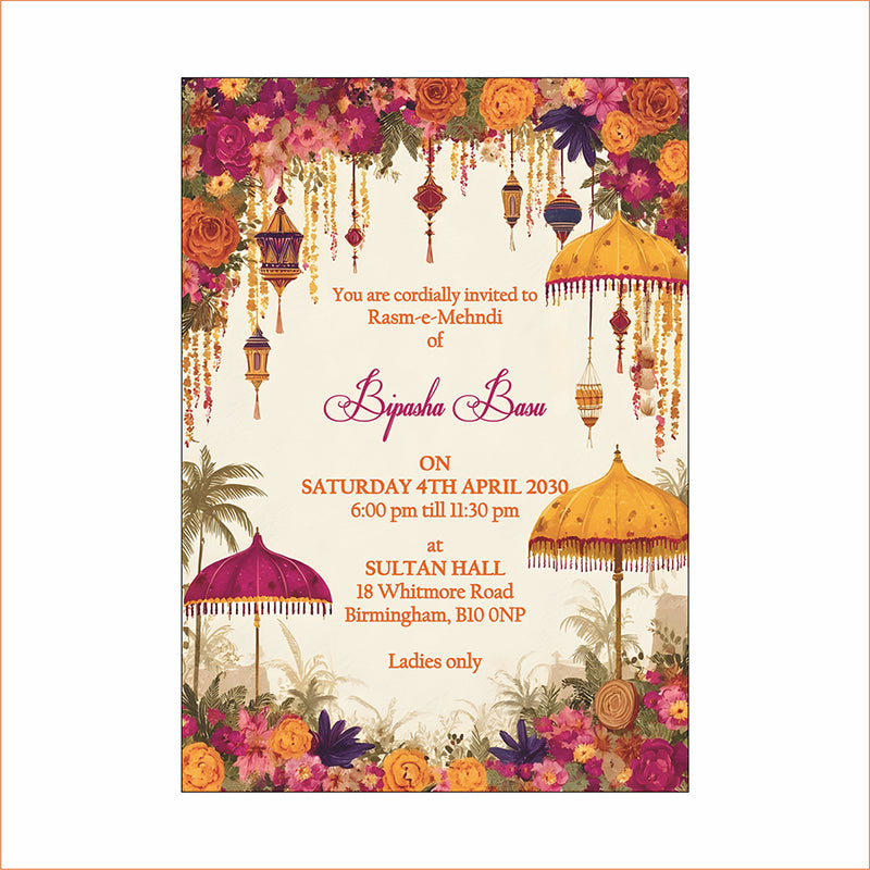 MND 347 Elegant Mehndi / Sangeet / Haldi / Dholki Invitation