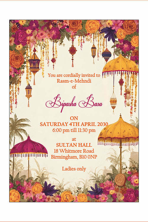 Load image into Gallery viewer, MND 347 Elegant Mehndi / Sangeet / Haldi / Dholki Invitation
