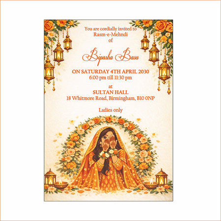 MND 348 Elegant Mehndi / Sangeet / Haldi / Dholki Invitation