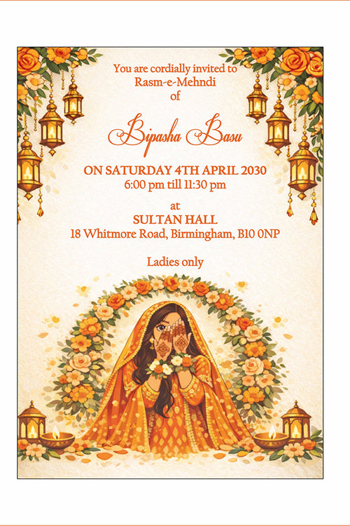 Load image into Gallery viewer, MND 348 Elegant Mehndi / Sangeet / Haldi / Dholki Invitation

