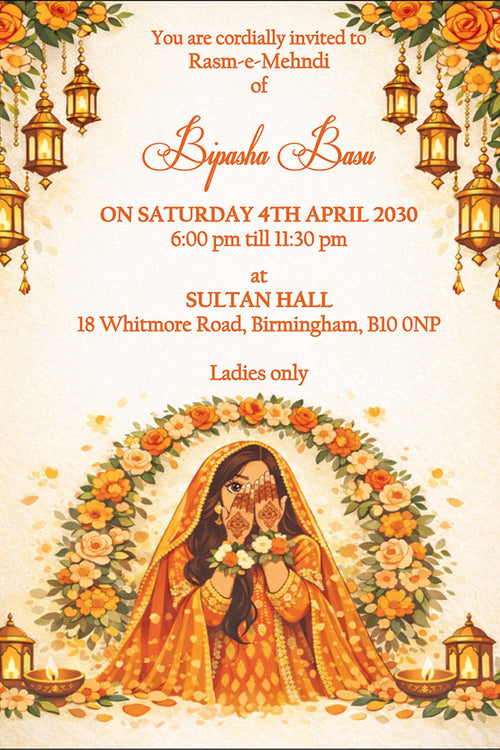 Load image into Gallery viewer, MND 348 Elegant Mehndi / Sangeet / Haldi / Dholki Invitation
