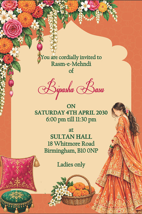 Load image into Gallery viewer, MND 352 Elegant Mehndi / Sangeet / Haldi / Dholki Invitation

