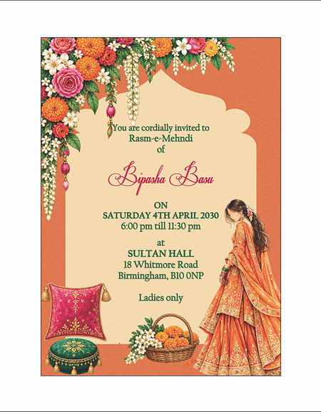 MND 352 Elegant Mehndi / Sangeet / Haldi / Dholki Invitation