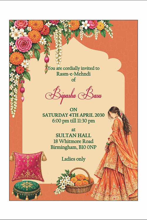 Load image into Gallery viewer, MND 352 Elegant Mehndi / Sangeet / Haldi / Dholki Invitation
