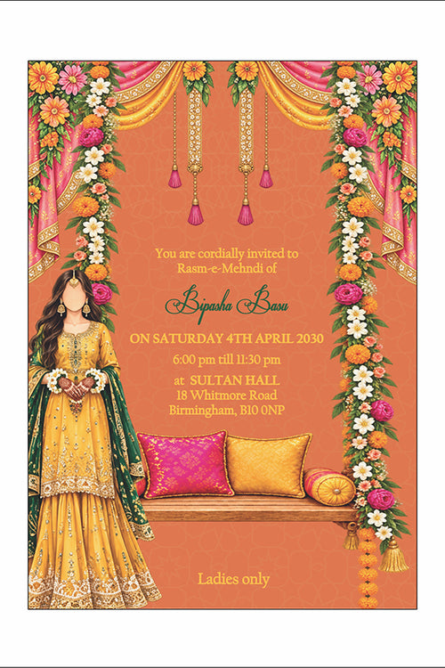 Load image into Gallery viewer, MND 353 Elegant Mehndi / Sangeet / Haldi / Dholki Invitation
