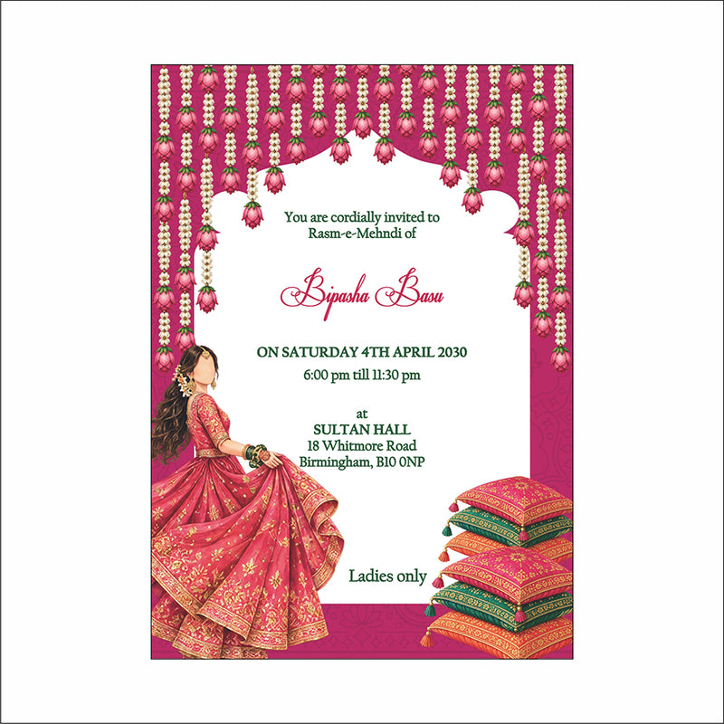 MND 354 Elegant Mehndi / Sangeet / Haldi / Dholki Invitation