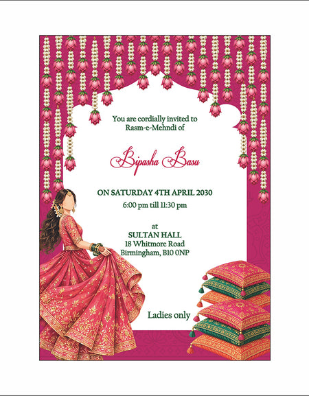 MND 354 Elegant Mehndi / Sangeet / Haldi / Dholki Invitation